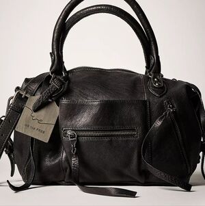 Free People (We The Free) Black Baby Emerson Tote (Bag Charms Included)